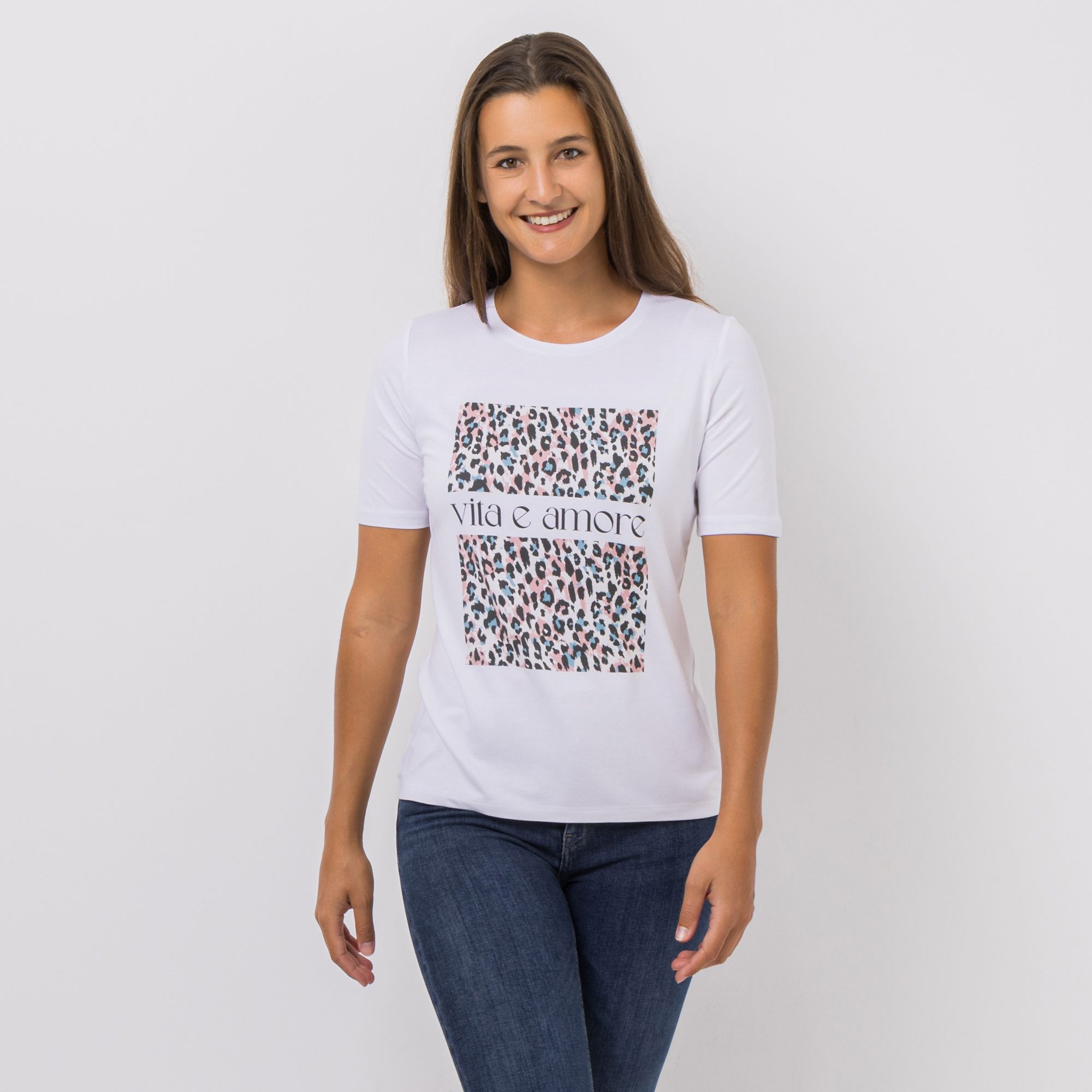 VIA MILANO Shirt, 1/2-Arm Rundhalsausschnitt platzierter Druck figurumspielend