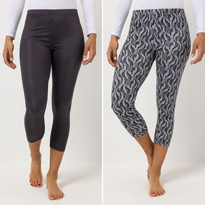 Thumbnail - JERYMOOD HOMEWEAR 2 Leggings, 7/8-Länge Mikrofaser 1x uni 1x bedruckt
