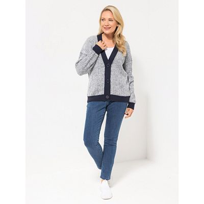 Thumbnail - CASHMASOFT Strickjacke, 1/1-Arm V-Ausschnitt Rippstrick Cashmeregriff