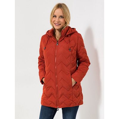 CENTIGRADE Steppjacke abnehmbare Kapuze 2-Wege-Zipper Zickzack-Steppung