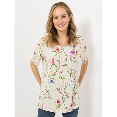 IN-PRINT Shirt 1/2-Arm Herzausschnitt Blumendruck