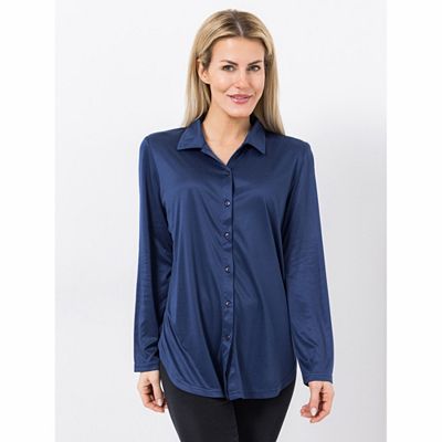 Thumbnail - JERYMOOD HOMEWEAR Longbluse, 1/1-Arm Mikrofaser Knopfleiste abgerundeter Saum