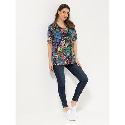 Thumbnail - IN-PRINT Shirt, 1/2-Arm V-Ausschnitt Seitenschlitze Alloverdruck