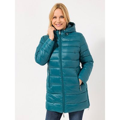 DENIM & CO. Jacke, 1/1-Arm 2-Wege-Reißverschluss Wattiert Kapuze