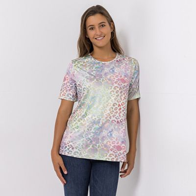 Thumbnail - IN-PRINT Jersey-Shirt, 1/2-Arm Rundhalsausschnitt Seitenschlitze Leger weit
