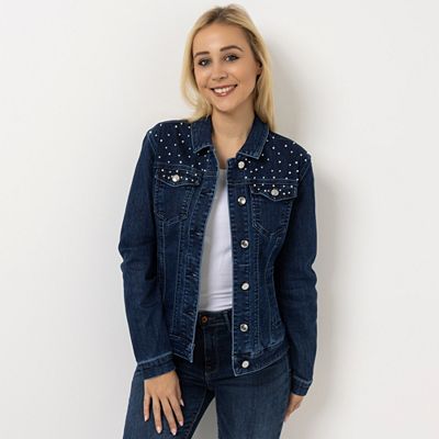 Thumbnail - VIA MILANO Jeansjacke Knopfleiste 28% REPREVE®Fasern Perlen-Details