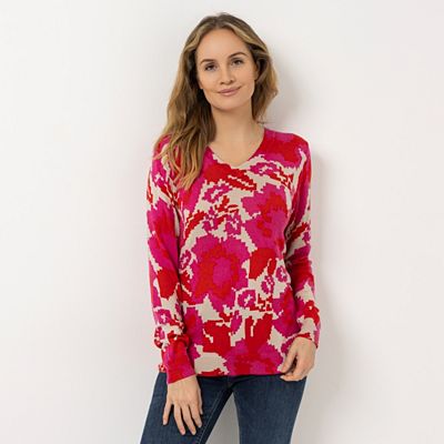 Thumbnail - CASHMASOFT Pullover, 1/1-Arm V-Ausschnitt Cashmeregriff Allover-Druck