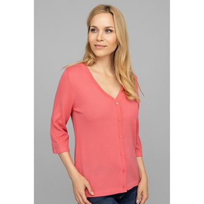 CASHMASOFT Cardigan, 3/4-Arm Cashmeregriff V-Ausschnitt Ajourmuster