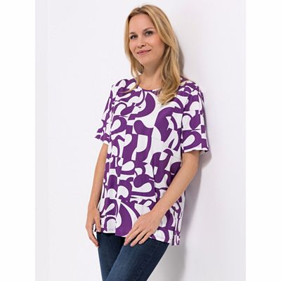 Thumbnail - IN-PRINT Shirt, 1/2-Arm Rundhalsausschnitt Seitenschlitze leger-weit