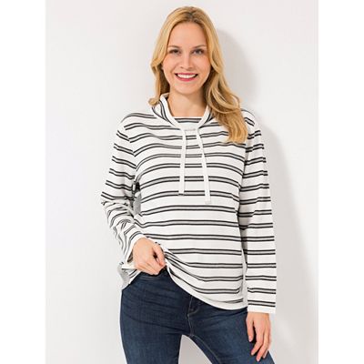 Thumbnail - DENIM & CO. Sweatshirt Stehkragen Bindeband leger weit