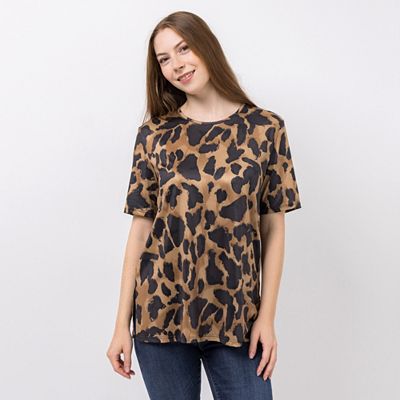 IN-PRINT Jersey-Shirt, 1/2-Arm Rundhalsausschnitt Seitenschlitze Leger weit