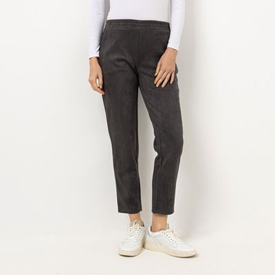 VIA MILANO Hose, 7/8-Länge Veloursleder-Optik Rundumdehnbund Eingriffstaschen