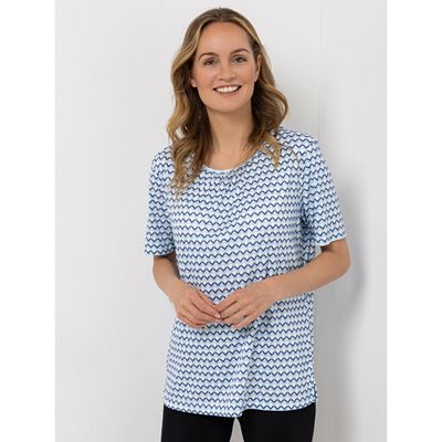 Thumbnail - JERYMOOD HOMEWEAR Shirt, 1/2-Arm Mikrofaser Raffung am Ausschnitt Allover-Print