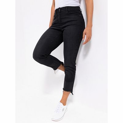 BASLER® Jeanshose High-Waist Kettche-Detail gerades Bein