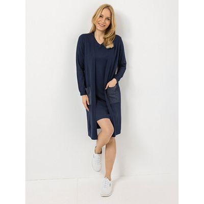 VIA MILANO Strickkleid. 1/1-Arm V-Ausschnitt figurumspielend knieumspielend