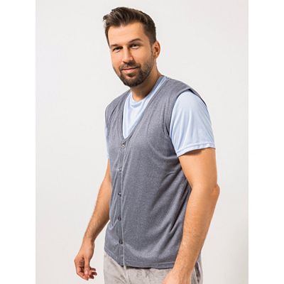 MEN'S TOUCH Weste Mikrofaser Flanell Knopfleiste Melange