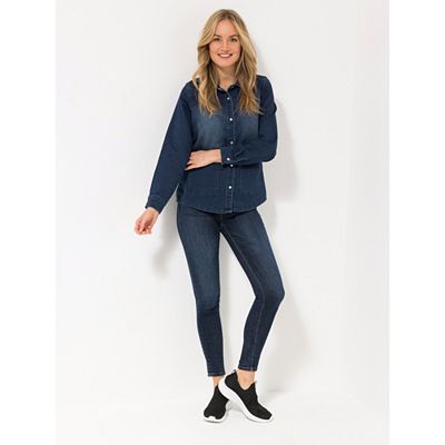 DENIM & CO. Bluse, 1/1-Arm Hemdblusenkragen Knopfleiste aufgesetzte Taschen
