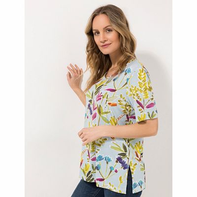 Thumbnail - IN-PRINT Shirt, 1/2-Arm Herzausschnitt Seitenschlitze Blumendruck