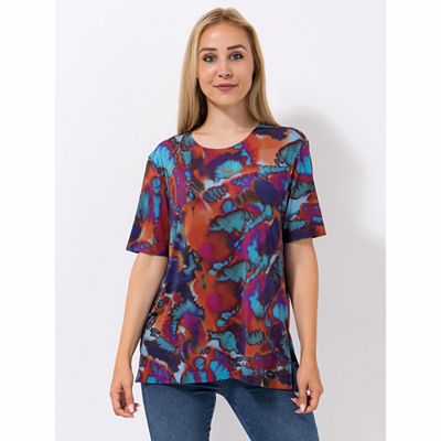 Thumbnail - IN-PRINT Shirt, 1/2-Arm Rundhalsausschnitt Seitenschlitze leger-weit
