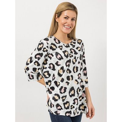 IN-PRINT Shirt 3/4-Arm Rundhalsausschnitt Leo-Druck