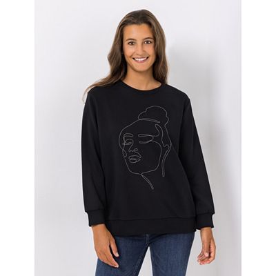 Thumbnail - VIA MILANO Sweatshirt, 1/1-Arm Rundhalsausschnitt Ketten-Details oversize