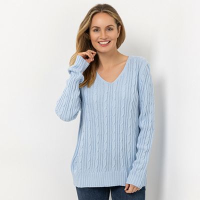 Thumbnail - CASHMASOFT Pullover V-Ausschnitt Cashmeregriff Zopfmuster