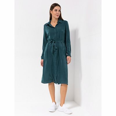 Thumbnail - VIA MILANO Kleid, 1/1-Arm Hemdblusenkragen Knopfleiste Bindegürtel