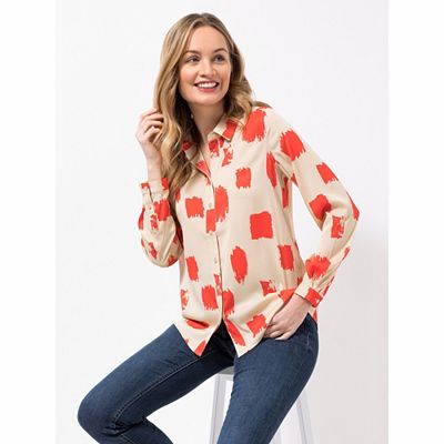 Thumbnail - VIA MILANO Bluse, 1/1-Arm Kragen Knopfleiste Allover-Druck