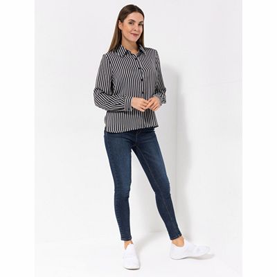 Thumbnail - VIA MILANO Bluse, 1/1-Arm Hemdblusenkragen Knopfleiste leger weit