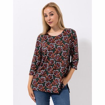 Thumbnail - IN-PRINT Shirt, 3/4-Arm Rundhalsausschnitt Seitenschlitze leger-weit