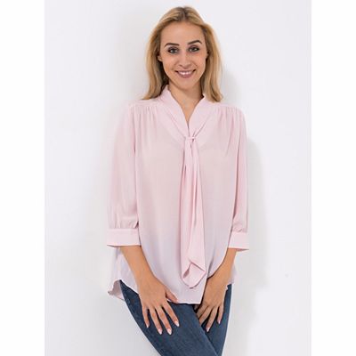 Thumbnail - VIA MILANO Bluse, 3/4-Arm Bindeband Raffungen leger weit