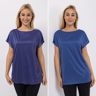 Thumbnail - JERYMOOD HOMEWEAR 2 Shirts, 1/4-Arm Mikrofaser Rundhalsausschnitt Seitenschlitze