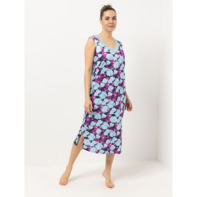 LITTLE ROSE Nachthemd, ohne Arm Mikrofaser mit Spitzenbesatz Seitenschlitze