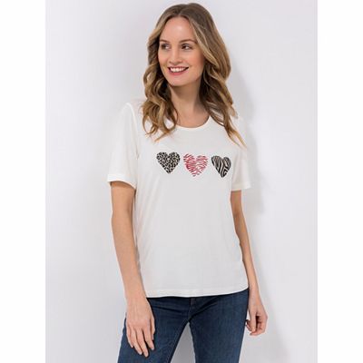 DENIM & CO. Shirt, 1/2-Arm Rundhalsausschnitt figurumspielend mit ECOVERO Viskose