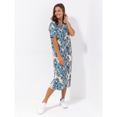 Thumbnail - IN-PRINT Kleid, 1/2-Arm Rundhalsausschnitt 7/8-Länge A-Linie