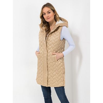 VIA MILANO Steppweste mit Kapuze Eingrifftaschen durchgeknöpft