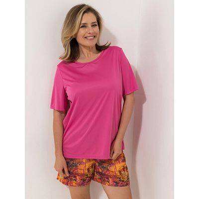 LITTLE ROSE Pyjama, 1/2-Arm Mikrofaser Rundhalsausschnitt bedruckte Shorty