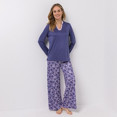 Thumbnail - LITTLE ROSE Pyjama, 1/1-Länge Mikrofaser Satin - Details Seitenschlitze