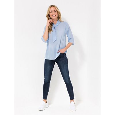 VIA MILANO Bluse 3/4-Arm Schluppe figurumspielend