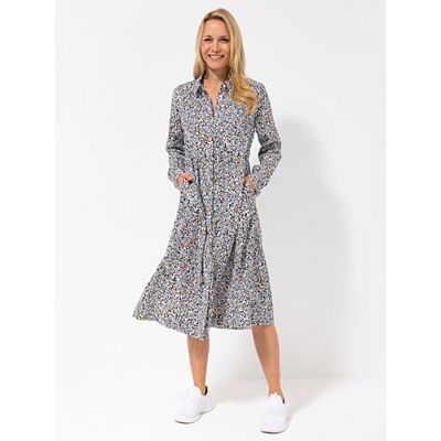 LOVELY SISTERS® Kleid, 1/1-Arm Hemdblusenkragen Knopfleiste Allover Druck