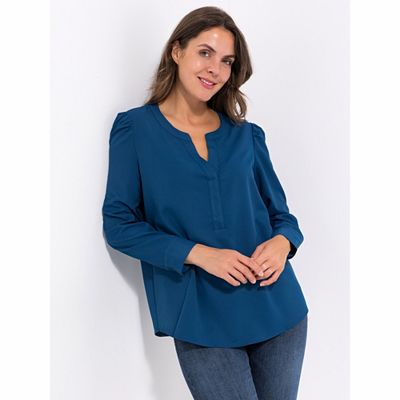 Thumbnail - VIA MILANO Bluse, 1/1-Arm Manschette Blende figurumspielend