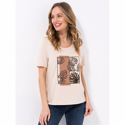 DENIM & CO. Shirt, 1/2-Arm Rundhalsausschnitt figurumspielend mit ECOVERO Viskose