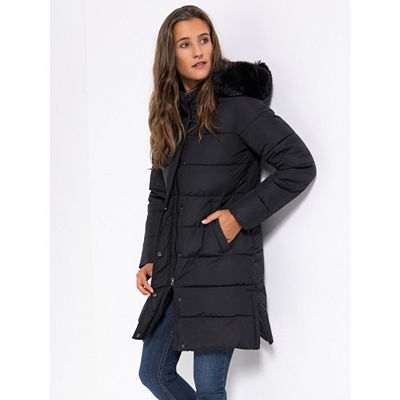 VIA MILANO Kurzmantel 2-Wege-Reißverschluss Kapuze mit Kunstfell 2 Einfrifftaschen