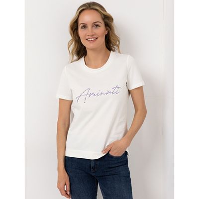 AMINATI® Shirt, kurzer 1/2-Arm Rundhalsausschnitt Seitenschlitze Logo-Details