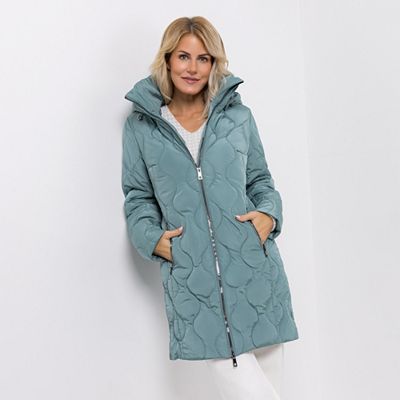 CENTIGRADE Steppmantel hoher Zierstehkragen 2-Wege-Reißverschluss Wellensteppung