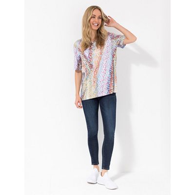Thumbnail - IN-PRINT Shirt,1/2-Arm Rundhalsausschnitt Seitenschlitz Animaldruck