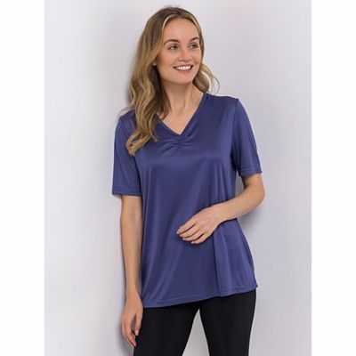 JERYMOOD HOMEWEAR Shirt, 1/2-Arm Mikrofaser V-Ausschnitt Raffung