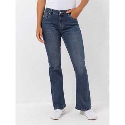 Thumbnail - VIA MILANO Jeans, 1/1-Länge 5-Pocket-Style feine Strass-Details leicht ausgestellt