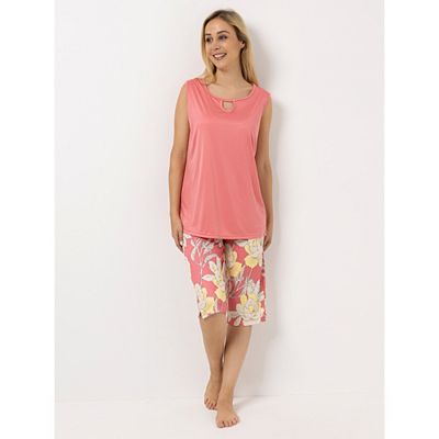 Thumbnail - LITTLE ROSE Pyjama, ohne Arm Capri-Hose Mikrofaser bedruckt