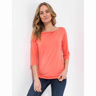 VIA MILANO Shirt 3/4-Arm Zierausschnitt mit ECOVERO™ Viskose